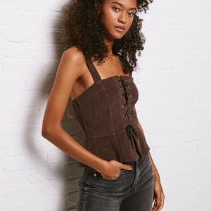 Size S-M lace up corduroy top!